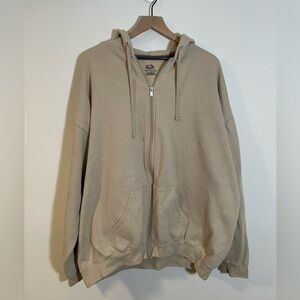 Fruit Of The Loom Beige Full Zip Soft Hoodie Unisex Size 3X Cozy Loungewear